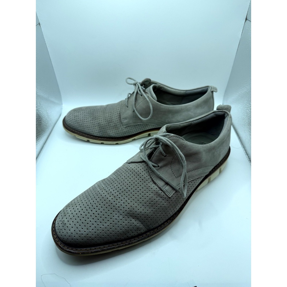 Ecco Jeremy Series Men's 44 Derby Gray Perforated Suede Lace Up Dress Shoes‎